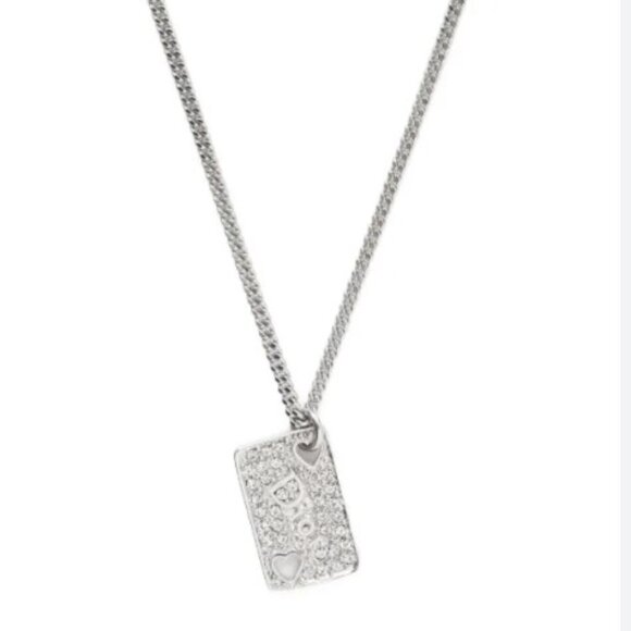 Christian Dior 2000-2020s Silver Heart Embellished Rhinestones Necklace - Picture 1 of 2